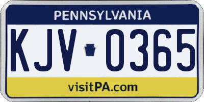 PA license plate KJV0365