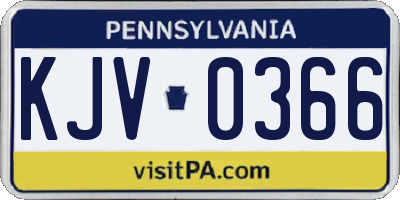 PA license plate KJV0366