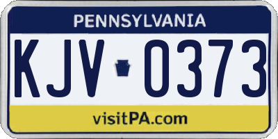 PA license plate KJV0373