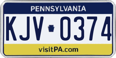 PA license plate KJV0374
