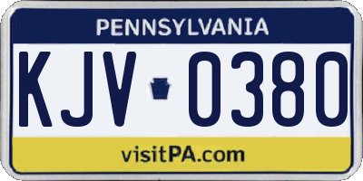 PA license plate KJV0380