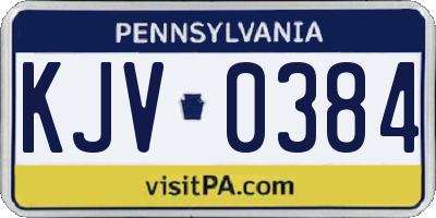 PA license plate KJV0384