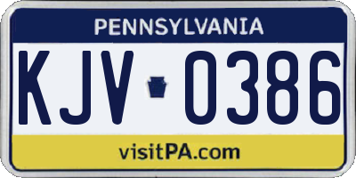 PA license plate KJV0386