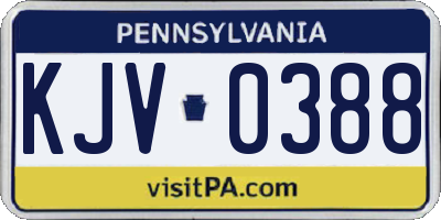 PA license plate KJV0388