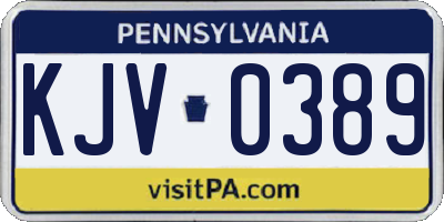 PA license plate KJV0389