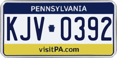 PA license plate KJV0392