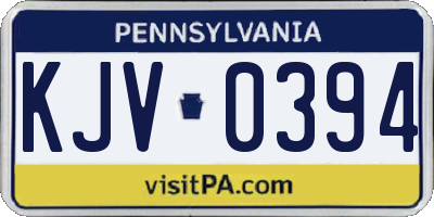 PA license plate KJV0394