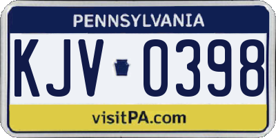 PA license plate KJV0398