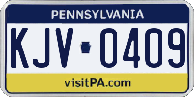 PA license plate KJV0409