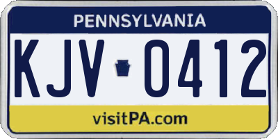 PA license plate KJV0412