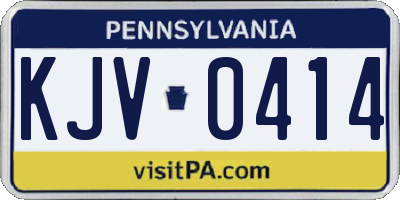 PA license plate KJV0414