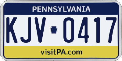 PA license plate KJV0417