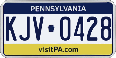 PA license plate KJV0428