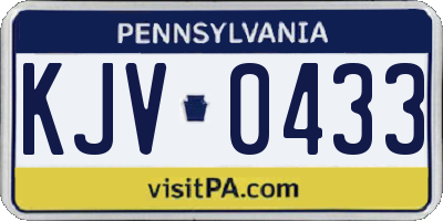 PA license plate KJV0433