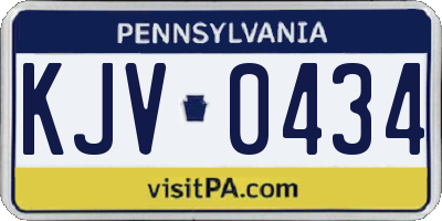 PA license plate KJV0434
