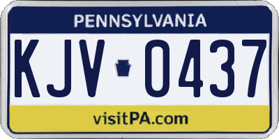 PA license plate KJV0437