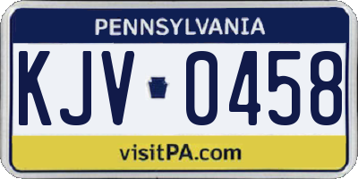PA license plate KJV0458