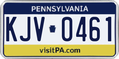PA license plate KJV0461
