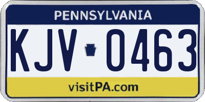 PA license plate KJV0463