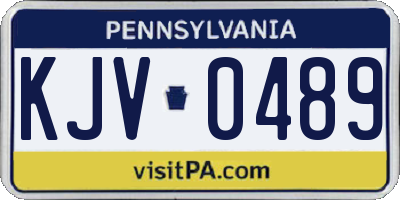 PA license plate KJV0489