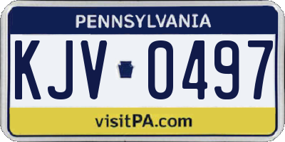 PA license plate KJV0497
