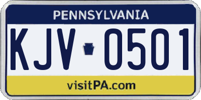 PA license plate KJV0501