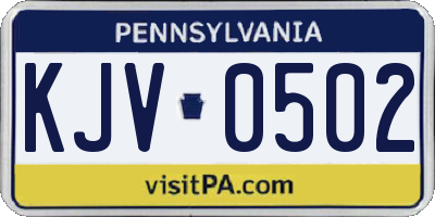 PA license plate KJV0502