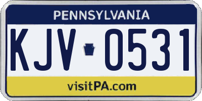 PA license plate KJV0531
