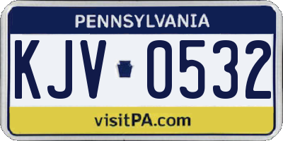 PA license plate KJV0532