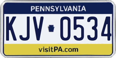 PA license plate KJV0534