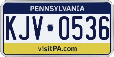 PA license plate KJV0536