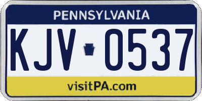 PA license plate KJV0537