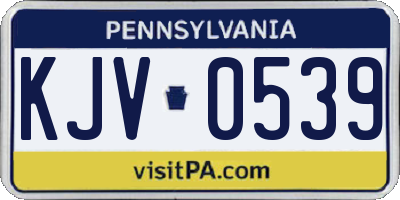 PA license plate KJV0539