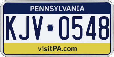 PA license plate KJV0548