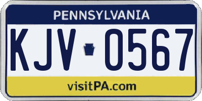 PA license plate KJV0567
