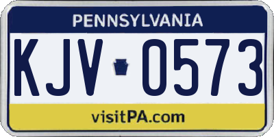 PA license plate KJV0573