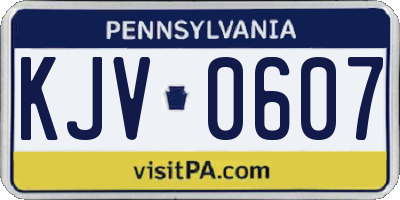 PA license plate KJV0607