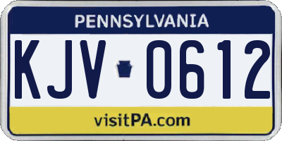 PA license plate KJV0612