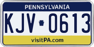 PA license plate KJV0613