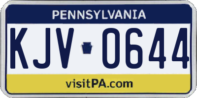 PA license plate KJV0644