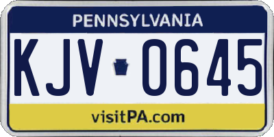 PA license plate KJV0645