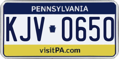 PA license plate KJV0650