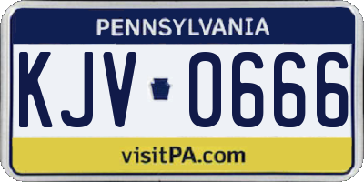 PA license plate KJV0666