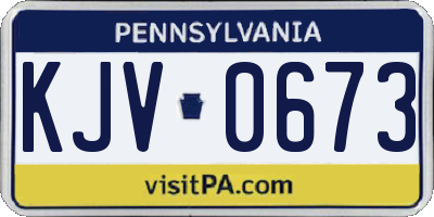 PA license plate KJV0673