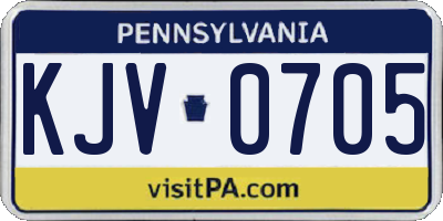PA license plate KJV0705