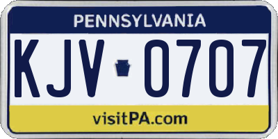 PA license plate KJV0707
