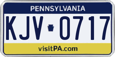 PA license plate KJV0717