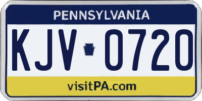 PA license plate KJV0720