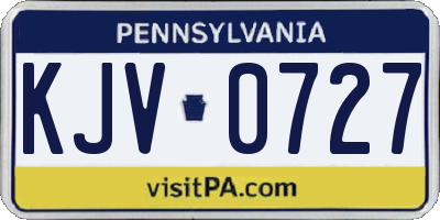 PA license plate KJV0727