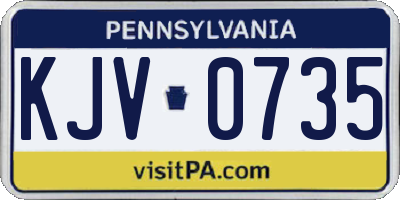 PA license plate KJV0735